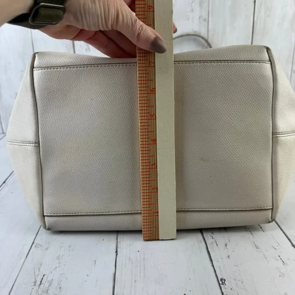 Coach Chalk Ivory Crossgrain Leather Street Zip Tote Shoulder Bag Top-Zip Purse - Picture 15 of 16